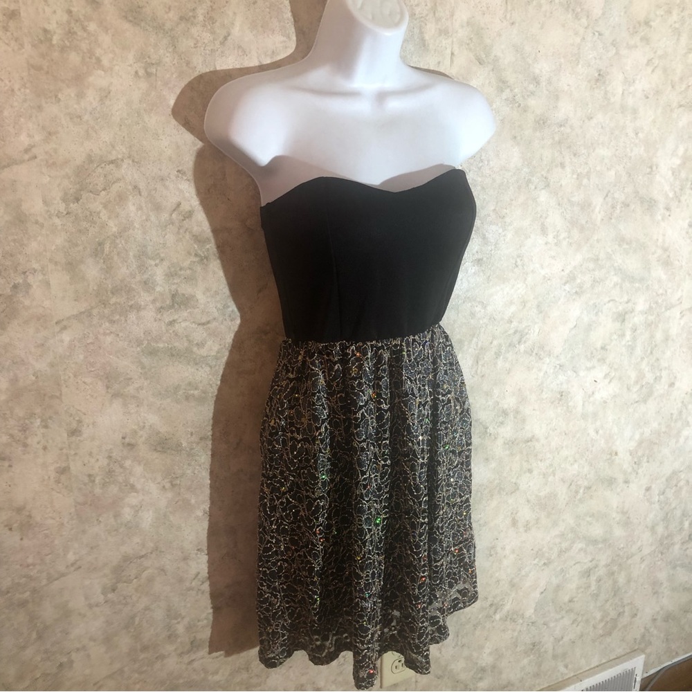Papaya Strapless Gem Floral Party Dress - Picture 3 of 12